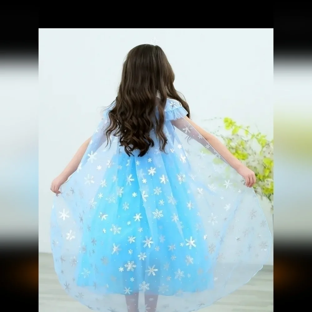 New 5 PC girls kids princess blue costume dress imagination play 3-4 year old